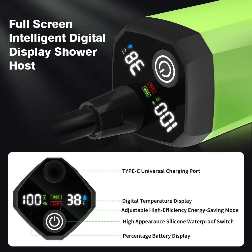 Portable Camping Shower Kit – Digital Display & 6000mAh Pump - AureliaAdventure