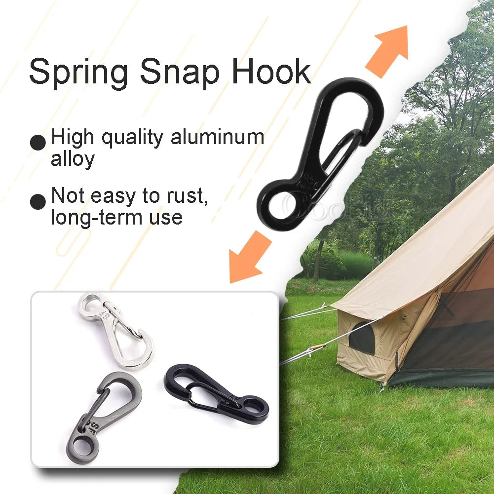 5-Pack Metal Snap Hook Clips – Spring Buckle Carabiners for Keychains, Paracord, Camping & DIY Gear - AureliaAdventure