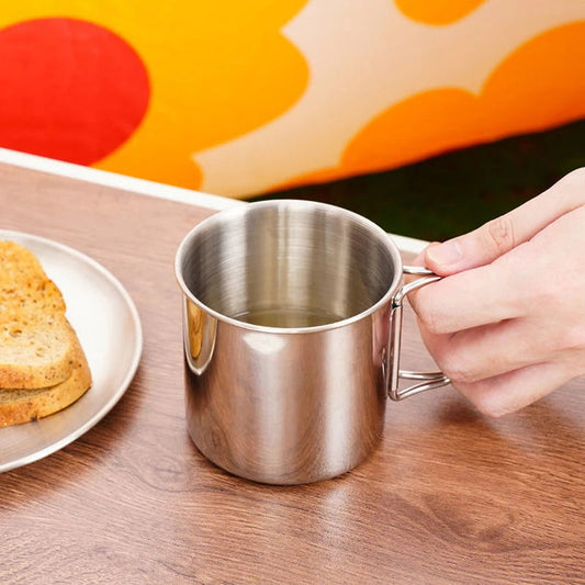 Stainless Steel Carabiner Camping Cup – Folding Handle Mug - AureliaAdventure