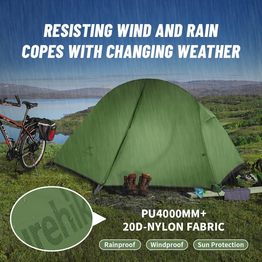 Ultralight 1-Person Backpacking Tent – 20D Nylon Waterproof Camping Shelter - AureliaAdventure