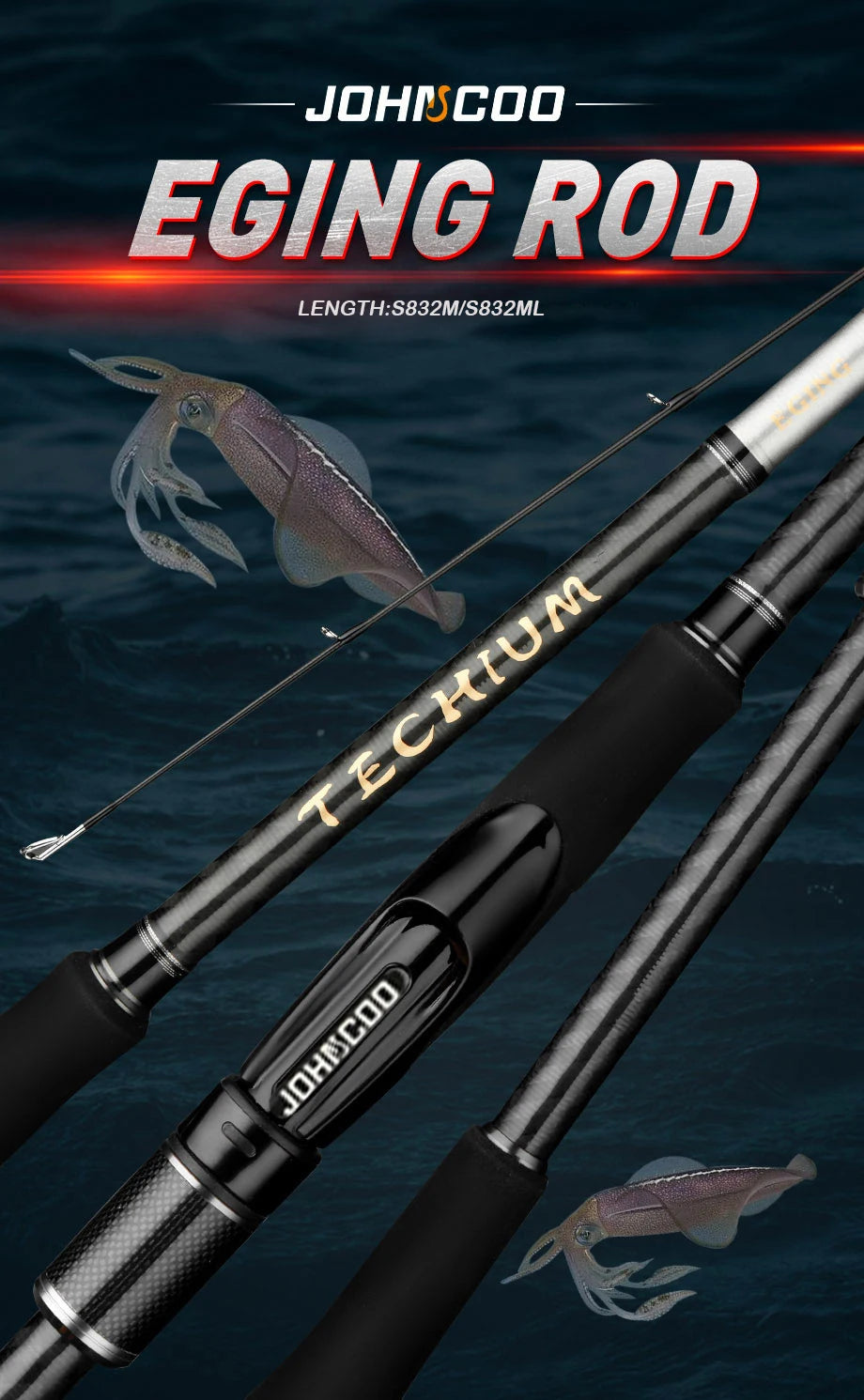 High Carbon EGI Squid Rod – 832M/832ML Spinning Rod (PE 0.4–1.0) - AureliaAdventure