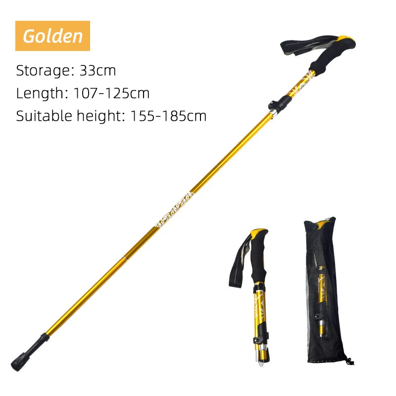 5-Section Foldable Trekking Pole – Lightweight Telescopic Hiking Stick for Camping & Travel (1 PC) - AureliaAdventure