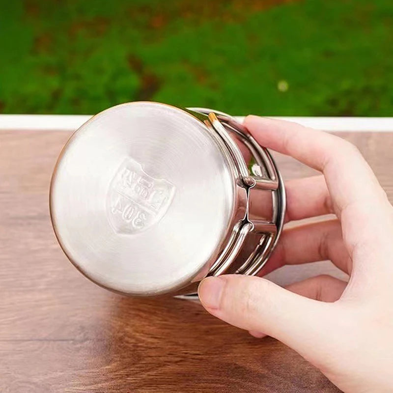 Stainless Steel Carabiner Camping Cup – Folding Handle Mug - AureliaAdventure