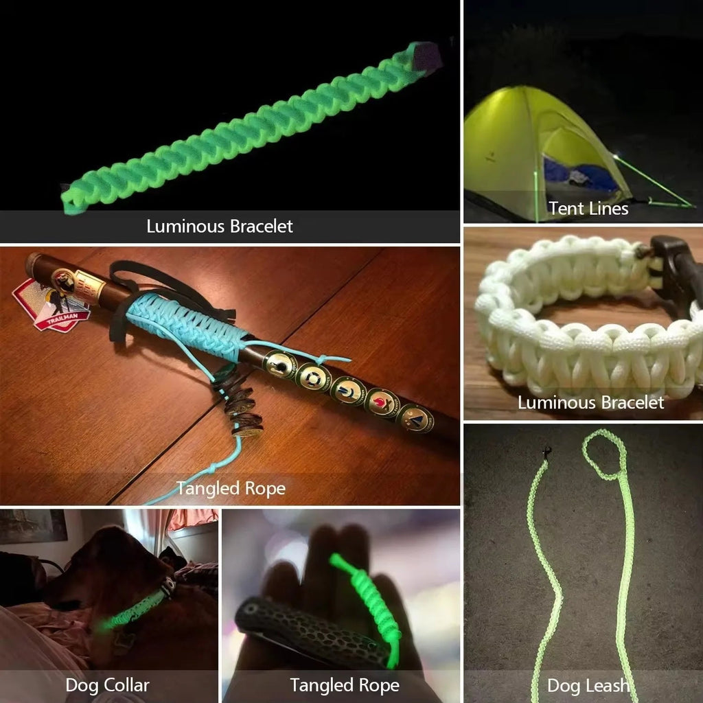 9-Core Glow-in-the-Dark Paracord – 550lb 4mm Luminous Survival Rope for Camping, Lanyards & Outdoor Use - AureliaAdventure