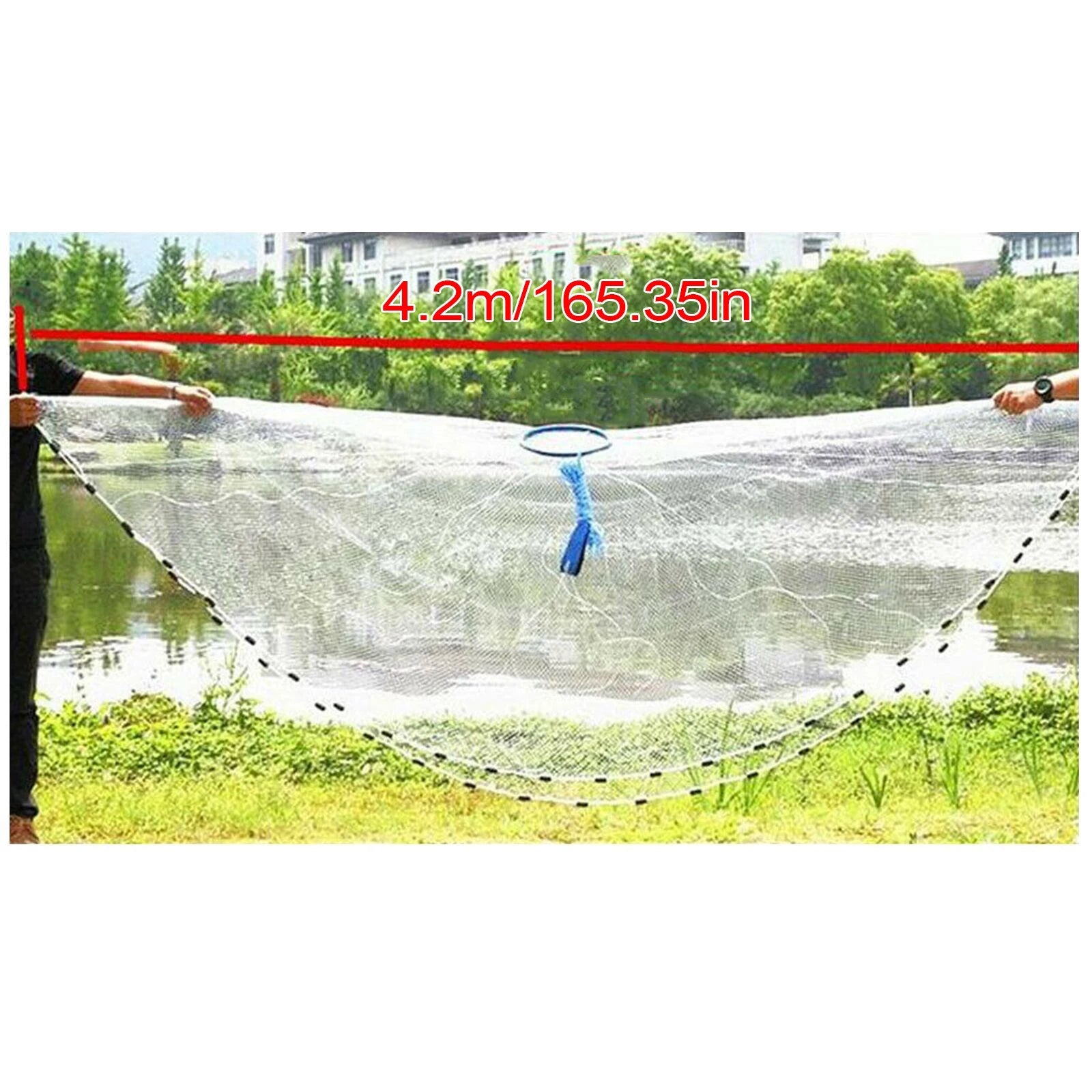 14ft Hand Cast Fishing Net – 4.2M Full Spread with Hollow Sinkers & Dense Mesh - AureliaAdventure