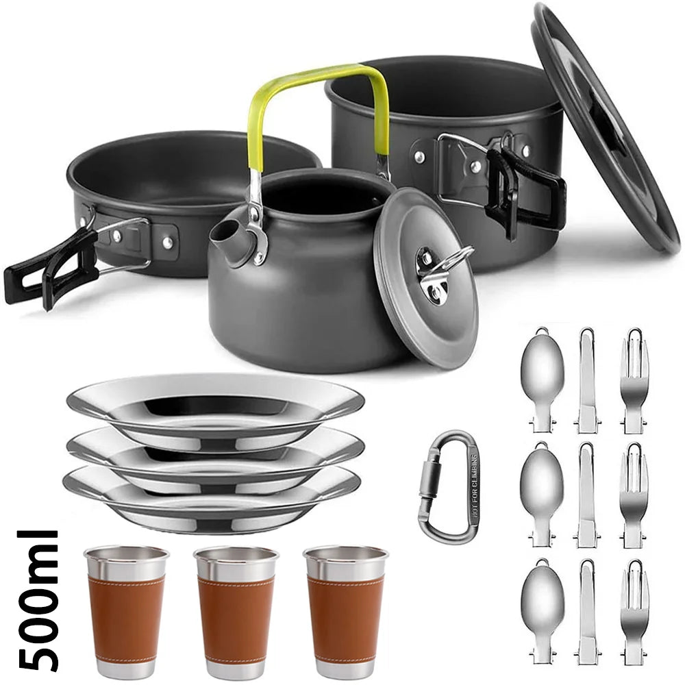 Camping Cooking set Non-stick pots - AureliaAdventure