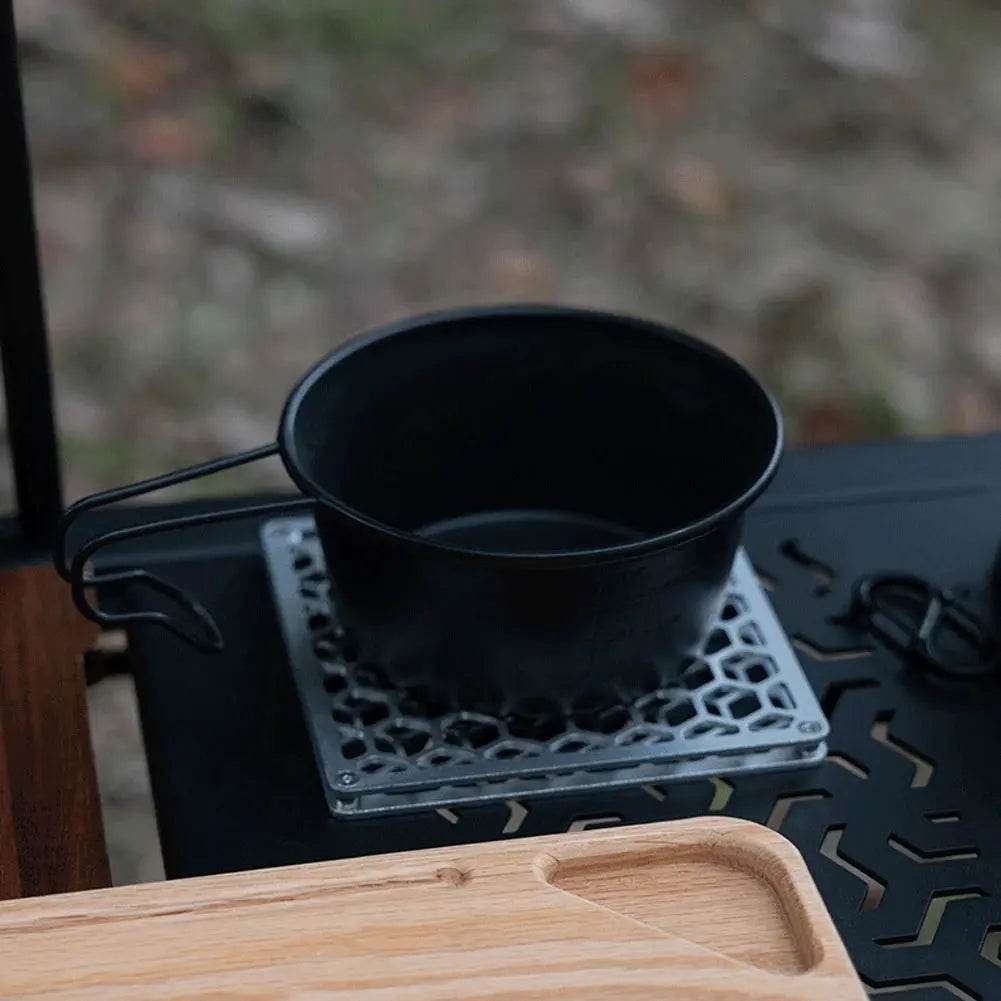 Aluminum Camping Heat-Resistant Mat – Double Layer Coaster for Hot Pots & Dishes - AureliaAdventure