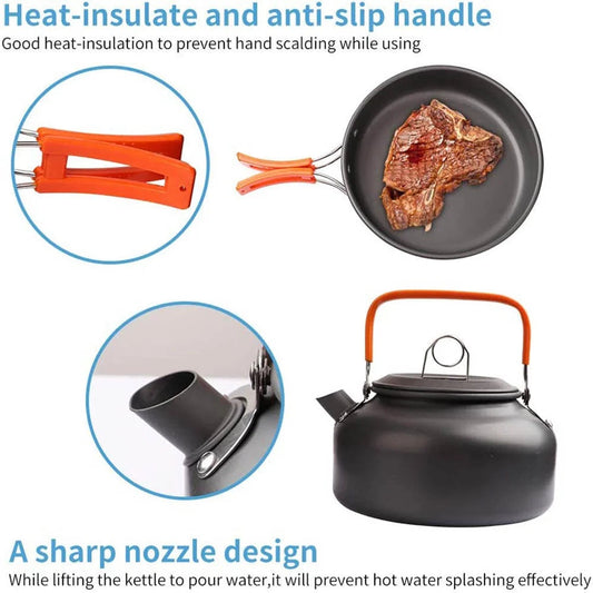 Camping Cooking set Non-stick pots - AureliaAdventure