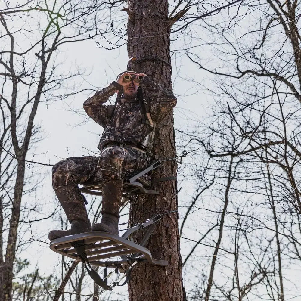 Climbing Treestand with Mossy Oak Camo – Silent, Portable Hunting Blind for Bow & Rifle - AureliaAdventure