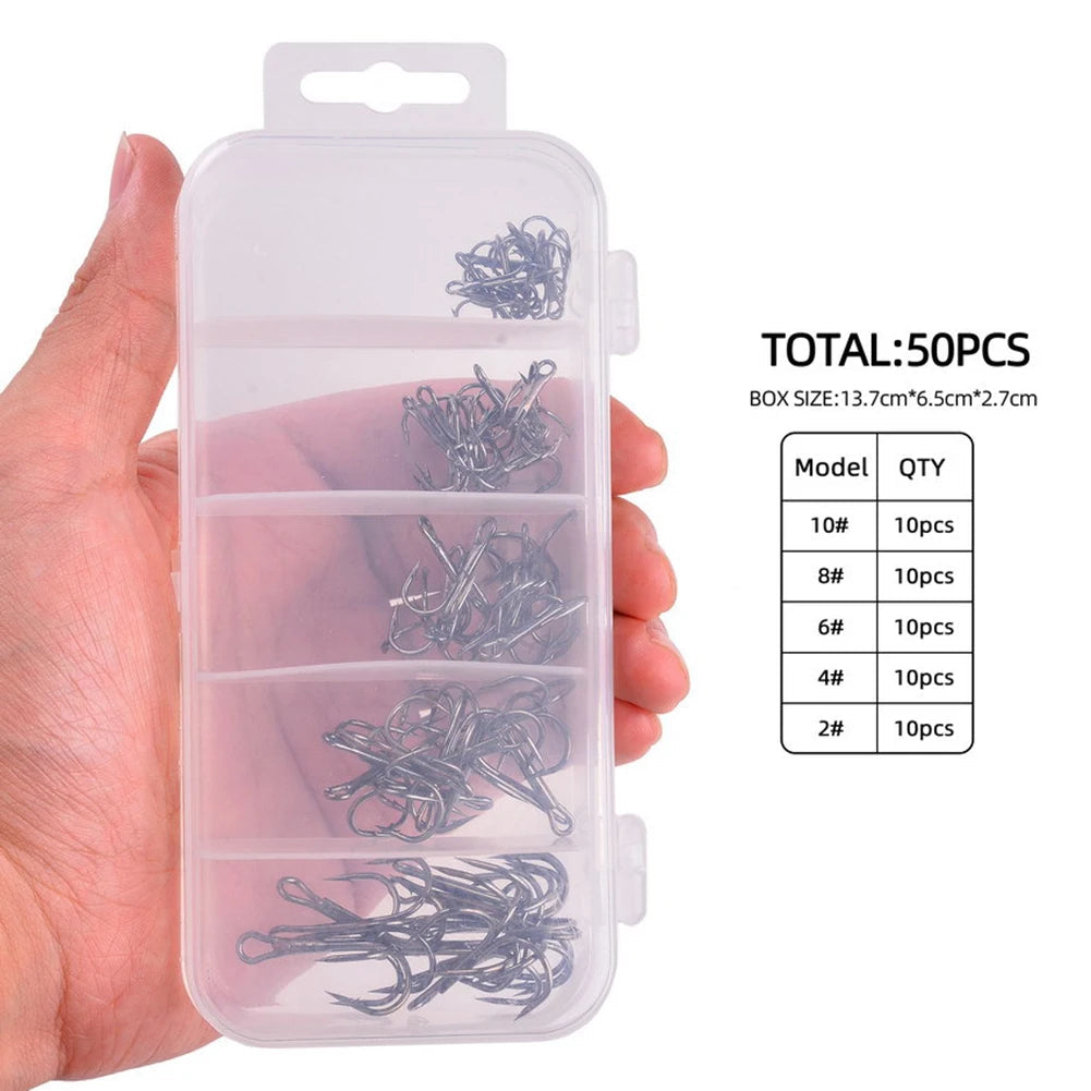 50pcs Treble Fishing Hooks Kit - AureliaAdventure