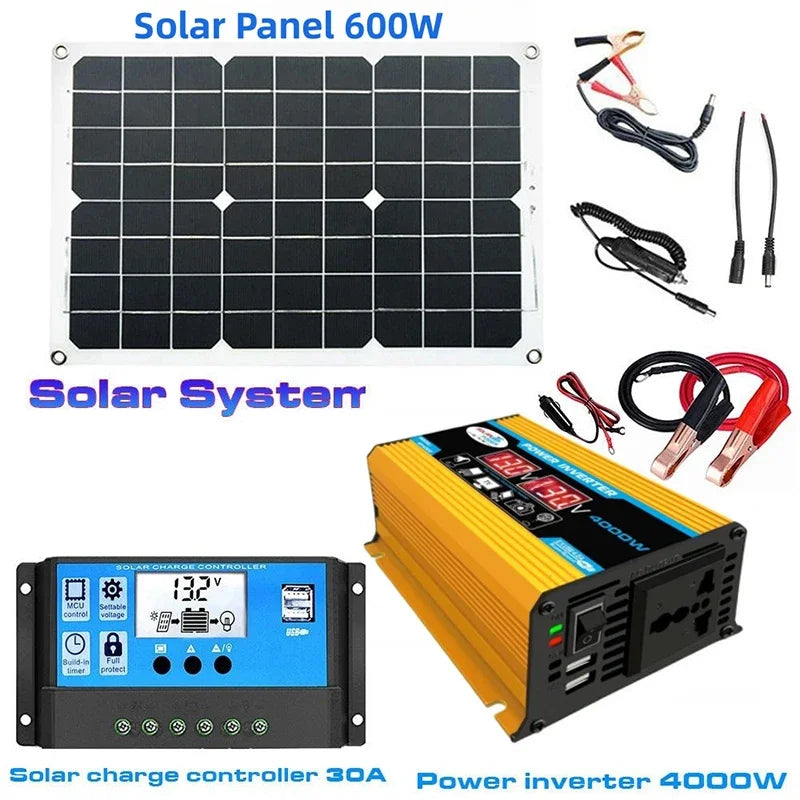 6000W Solar Power Generator Kit – 110V/220V with Controller - AureliaAdventure