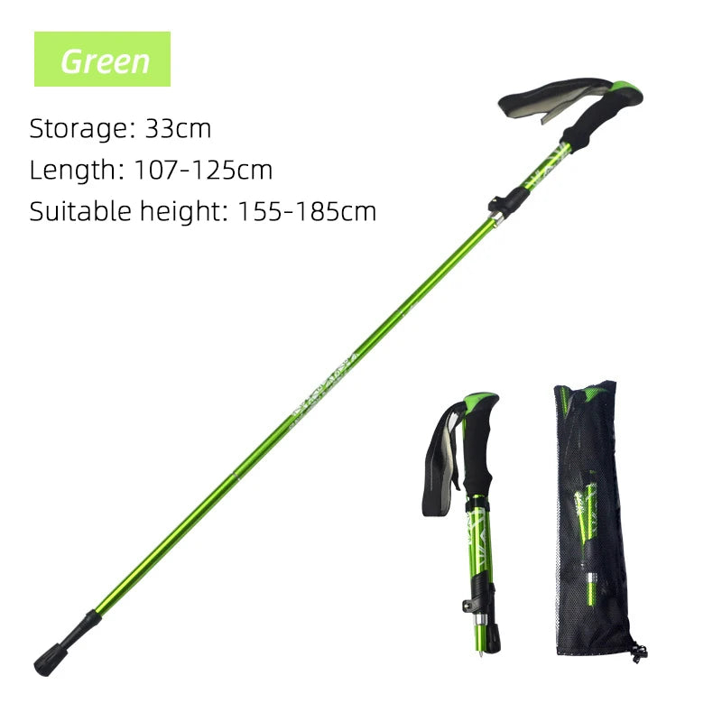 5-Section Foldable Trekking Pole – Lightweight Telescopic Hiking Stick for Camping & Travel (1 PC) - AureliaAdventure