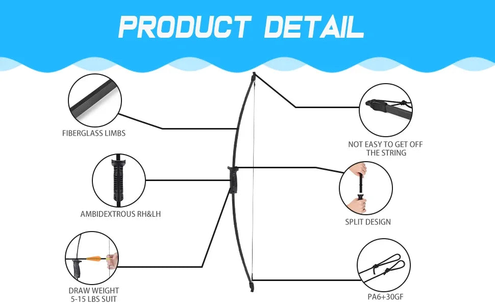 Recurve Bow and Arrow Set – Beginner Outdoor Archery Kit with 8 Arrows & Accessories - AureliaAdventure
