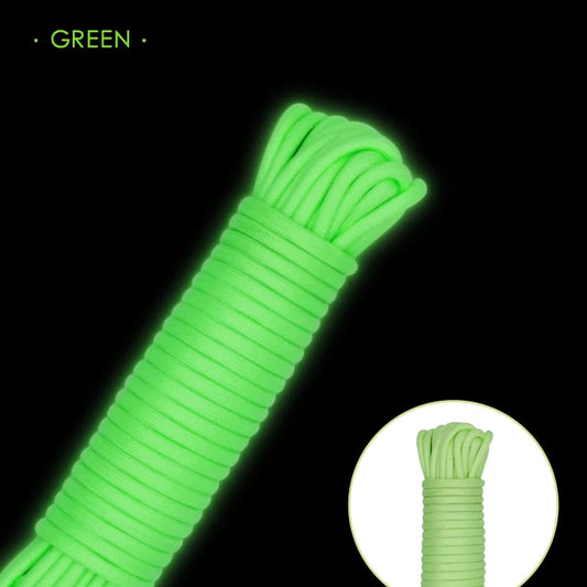 30m Glow-in-the-Dark Paracord – 4mm 9-Strand Core Outdoor Survival Rope for Camping, Tents & Safety Use - AureliaAdventure