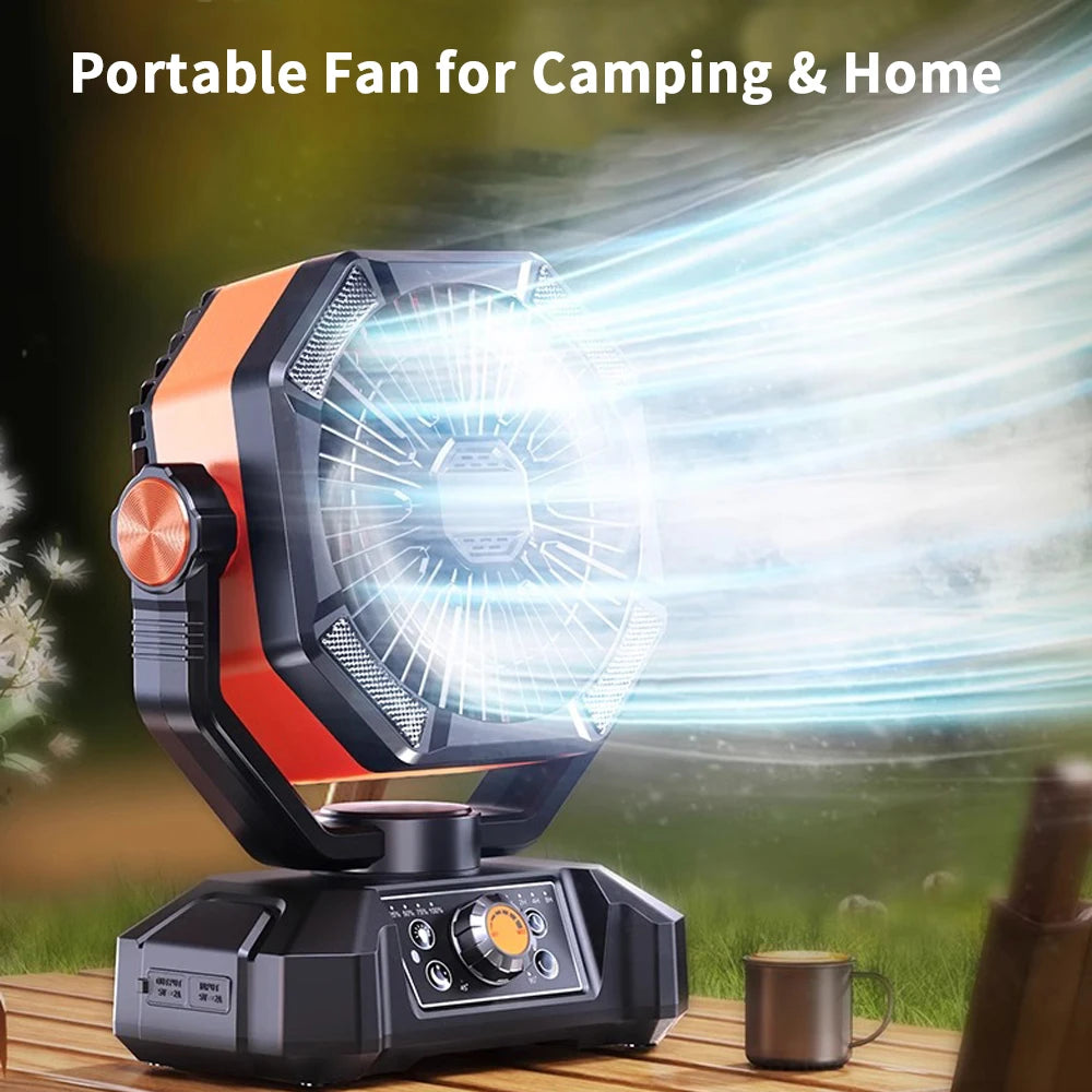 coldSky 8-Speed Camping Fan with LED Lantern – 20,000mAh Rechargeable Battery for Outdoor Use - AureliaAdventure