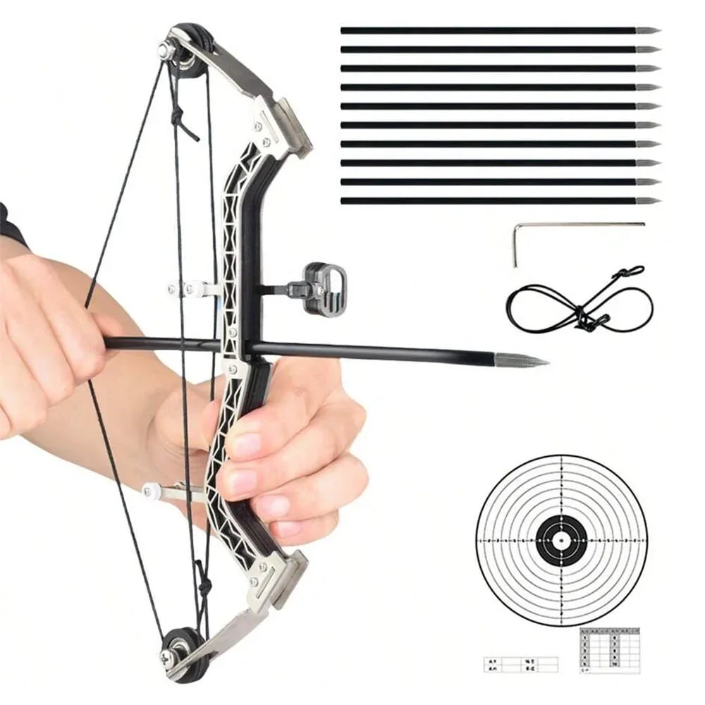 Mini Compound Bow Kit – Archery Practice Set with Arrows & Target - AureliaAdventure