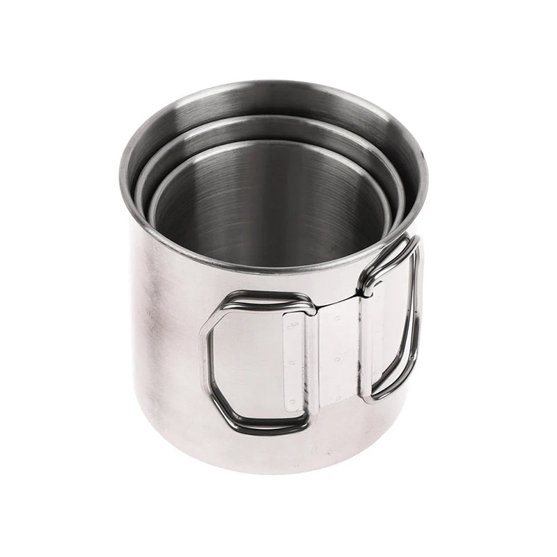 Stainless Steel Carabiner Camping Cup – Folding Handle Mug - AureliaAdventure