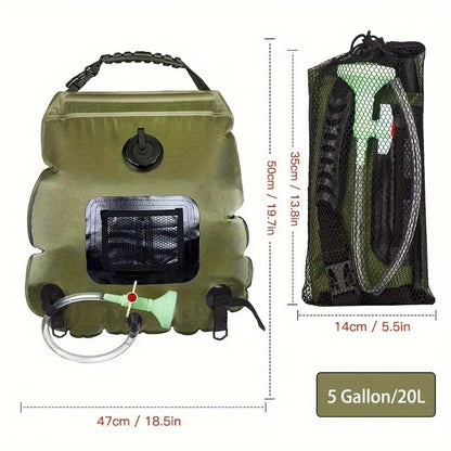 5-Gallon Solar Camping Shower Bag – Portable Heated Outdoor Shower for Travel & Hiking - AureliaAdventure