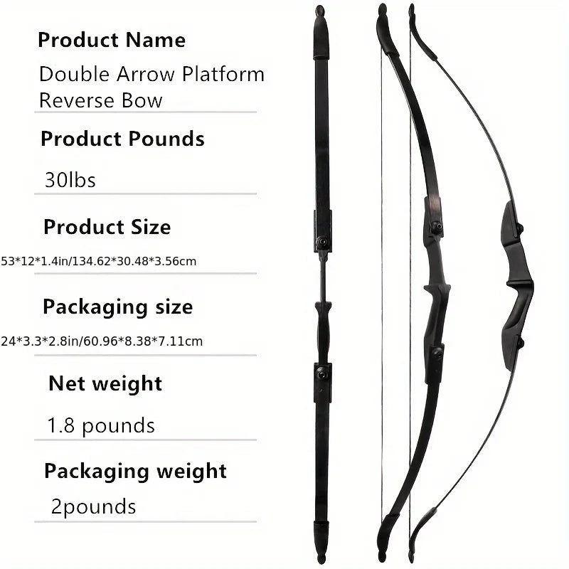 30lbs Recurve Training Bow – Ambidextrous Design with Double Arrow Rest - AureliaAdventure