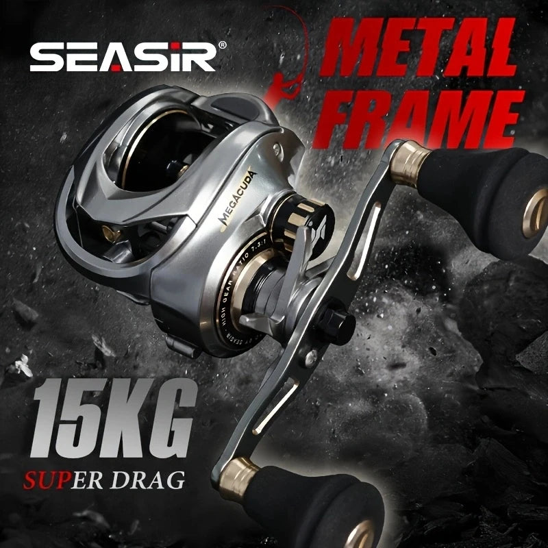 Seasir Megacuda Baitcasting Reel – 15kg Drag, 6.5:1 Gear Ratio, Jigging & Saltwater Ready - AureliaAdventure