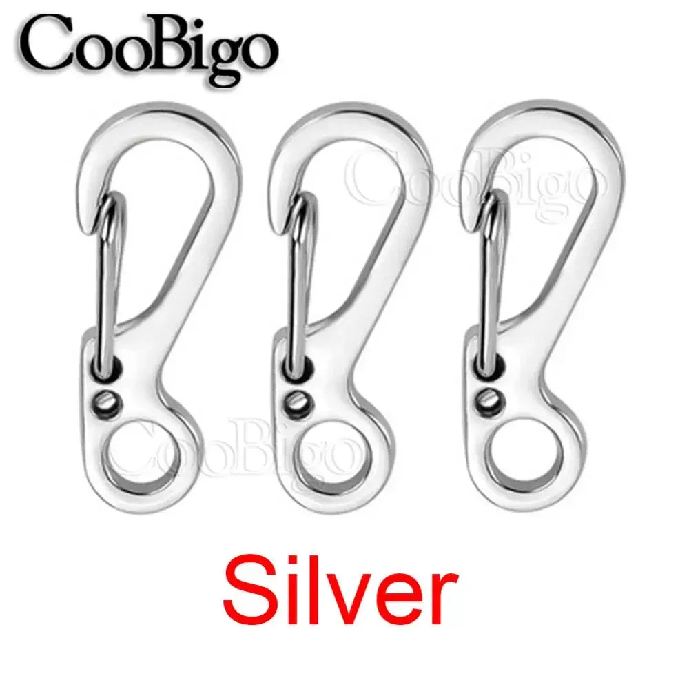 5-Pack Metal Snap Hook Clips – Spring Buckle Carabiners for Keychains, Paracord, Camping & DIY Gear - AureliaAdventure