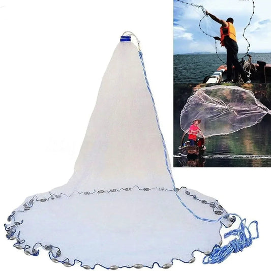 American Saltwater Cast Net – 3ft to 10ft Radius with Heavy-Duty Zinc Sinkers for Bait Fishing - AureliaAdventure