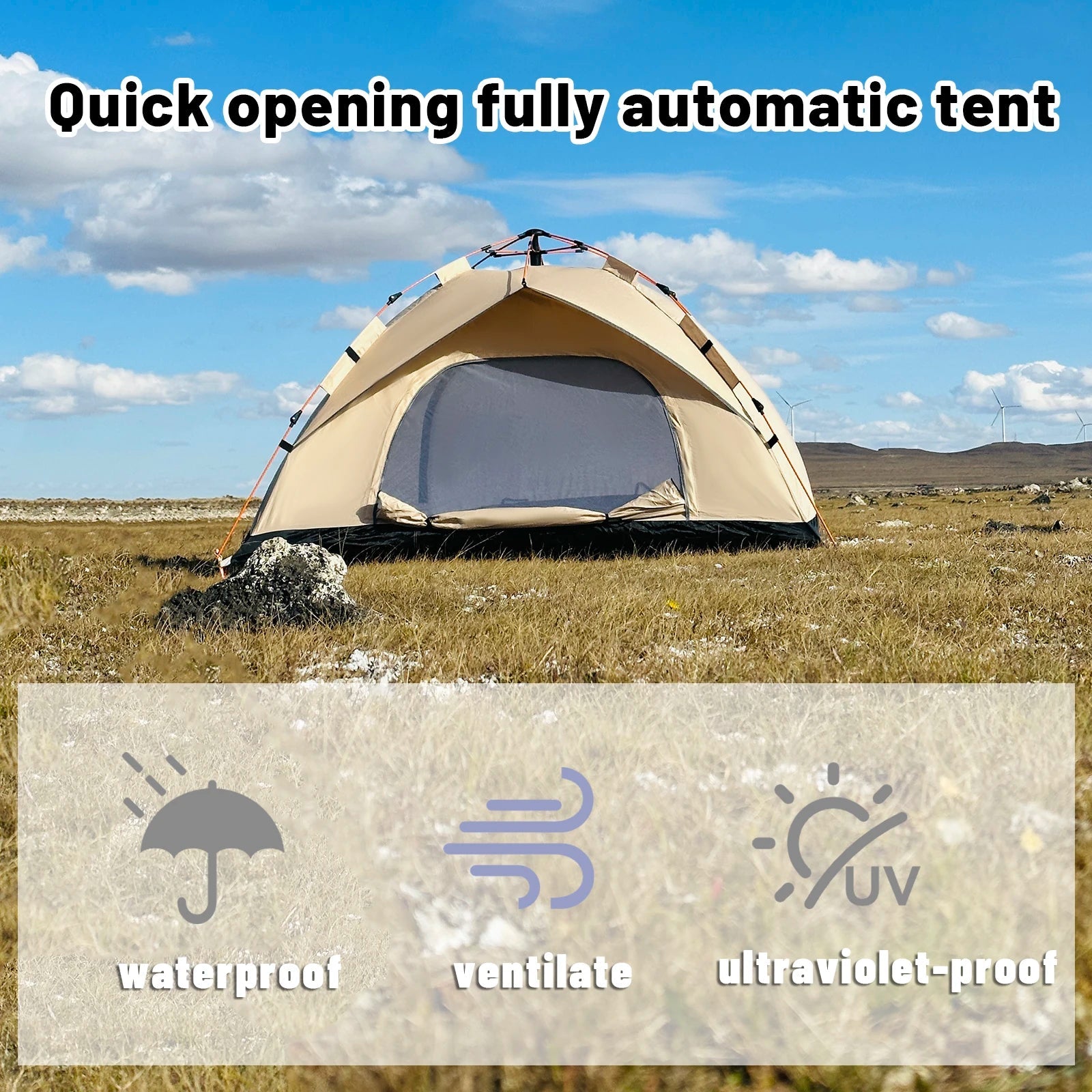 Automatic Pop-Up Tent – Waterproof & UV-Resistant Shelter for Camping, Fishing & Beach - AureliaAdventure