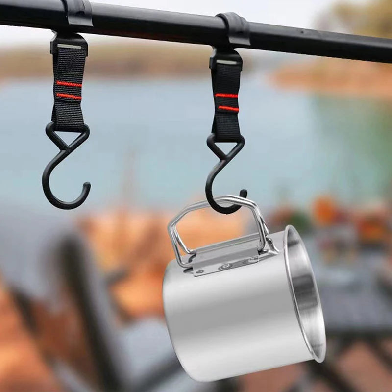 Stainless Steel Carabiner Camping Cup – Folding Handle Mug - AureliaAdventure
