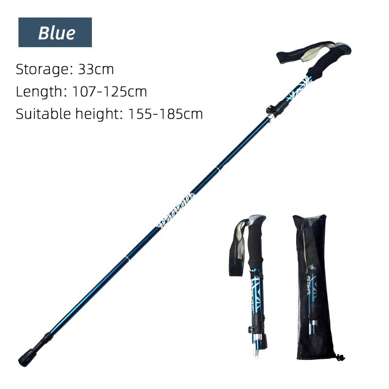 5-Section Foldable Trekking Pole – Lightweight Telescopic Hiking Stick for Camping & Travel (1 PC) - AureliaAdventure