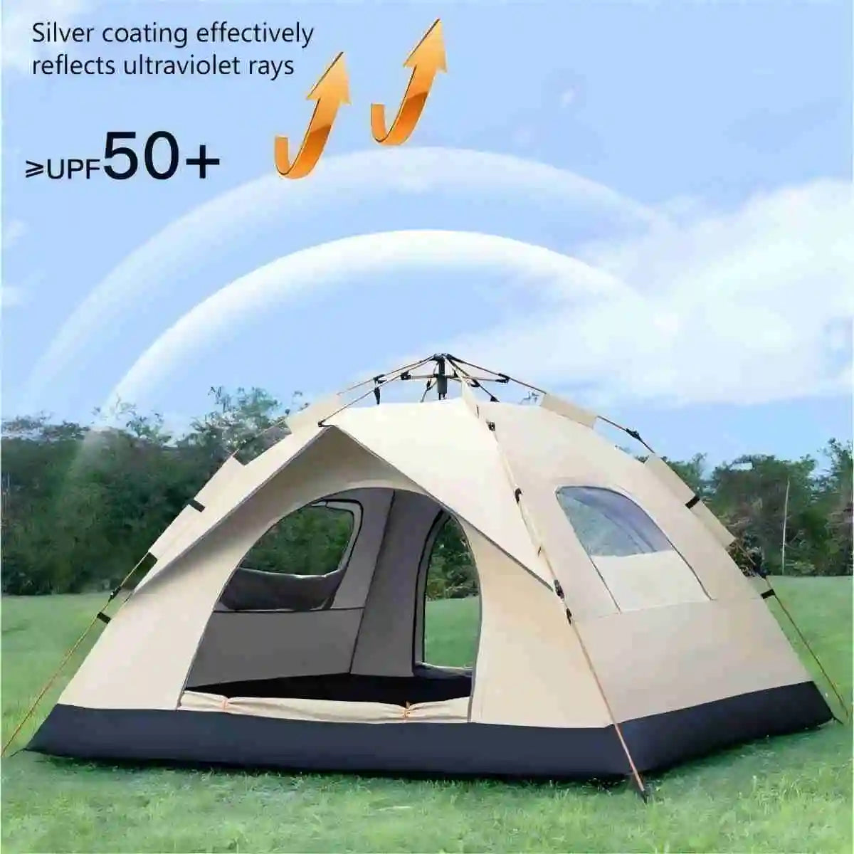 2-Person Camping Tent – Sunshade Outdoor Shelter with 2 Doors & 2 Windows for Travel & Self-Driving Adventures - AureliaAdventure
