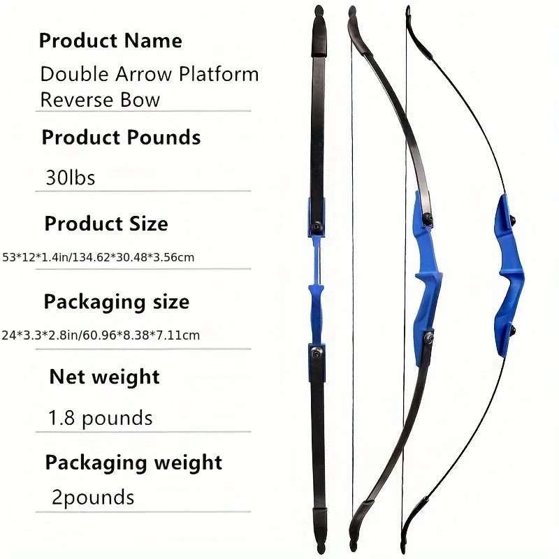 30lbs Recurve Training Bow – Ambidextrous Design with Double Arrow Rest - AureliaAdventure