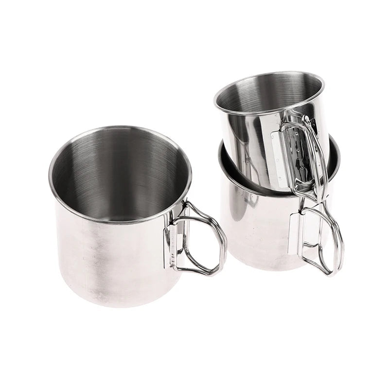 Stainless Steel Carabiner Camping Cup – Folding Handle Mug - AureliaAdventure